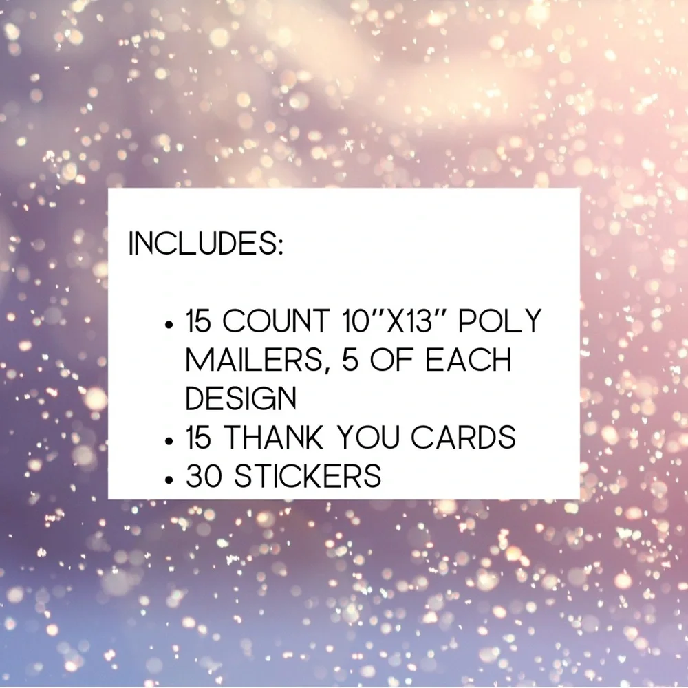 10x13 floral poly mailers bundle 15 - plus mystery thank you cards and stickers